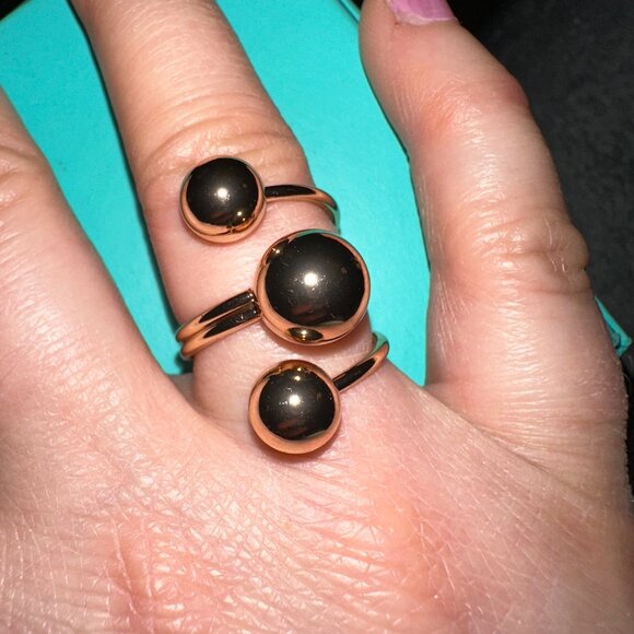 orb goldtone statement ring sz 7 - Picture 1 of 7